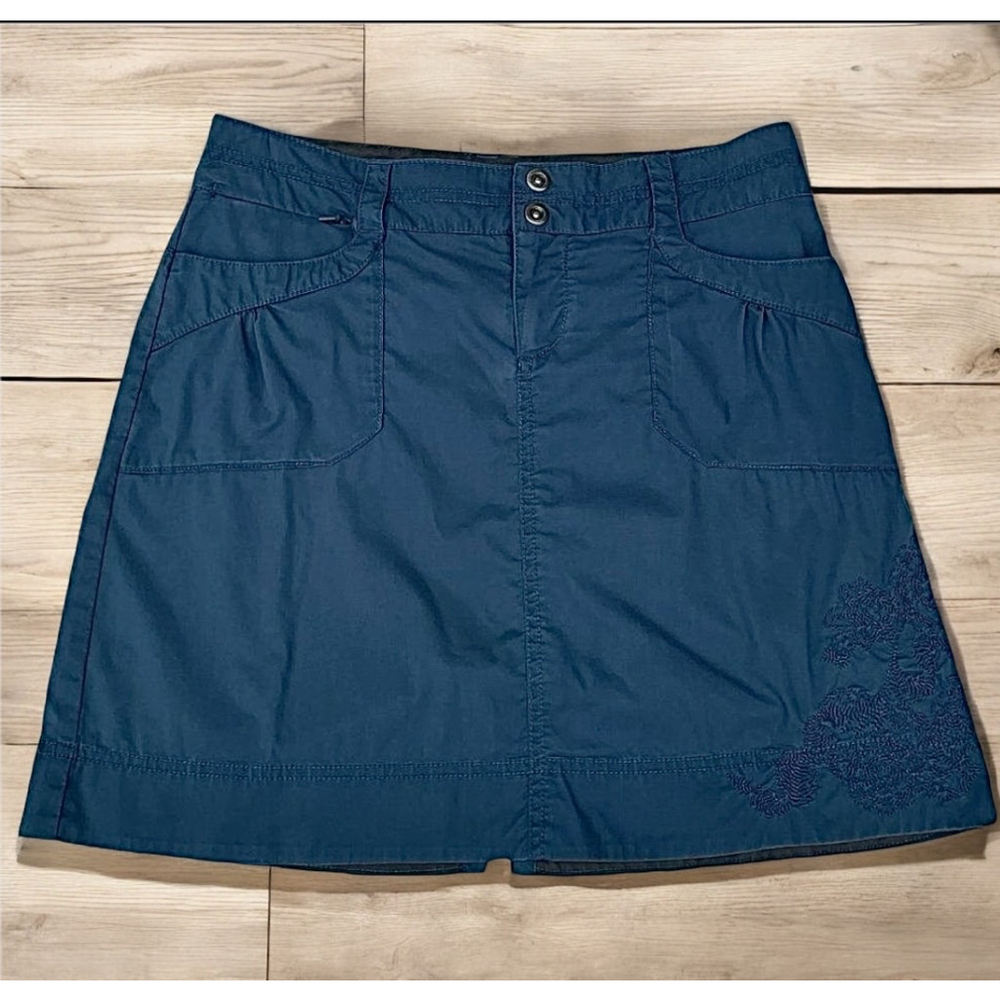 REI Deep Marine Blue Mini Skirt with Subtle Embroidery